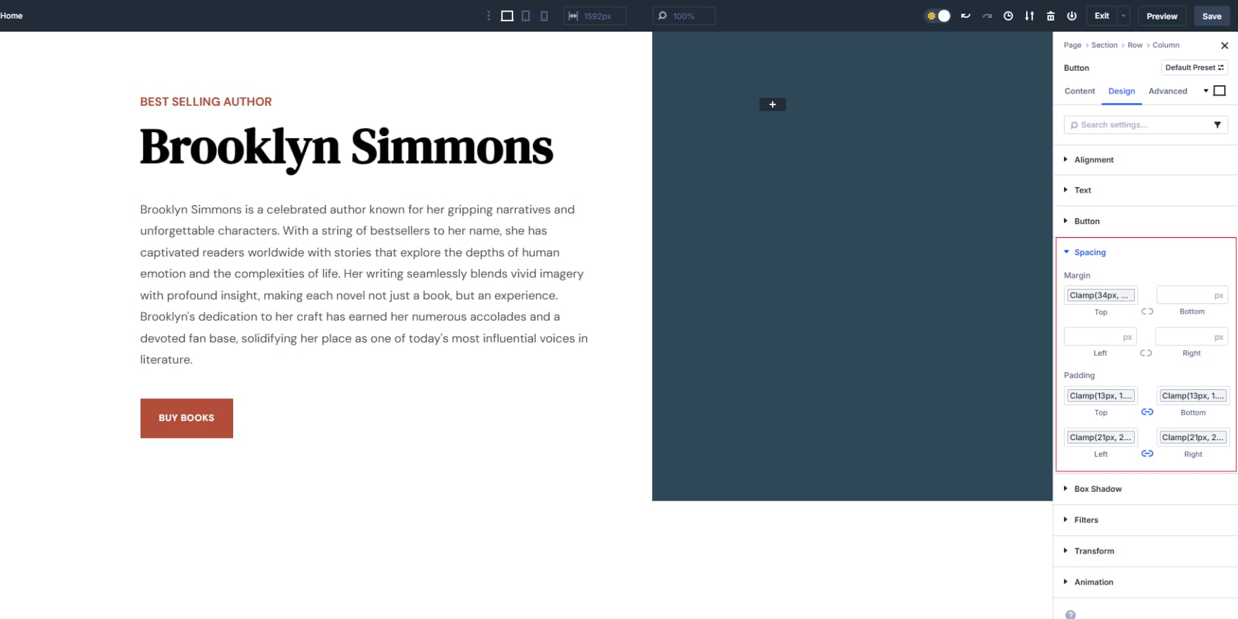 Adding golden ratio spacing and margins to button module