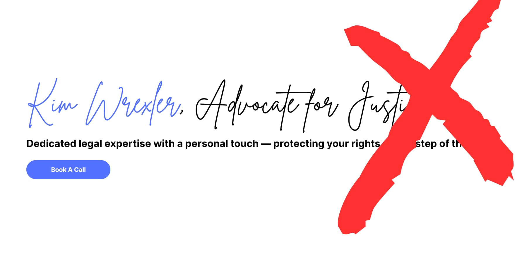 An example of wrong fonts being used for a lawyer's website