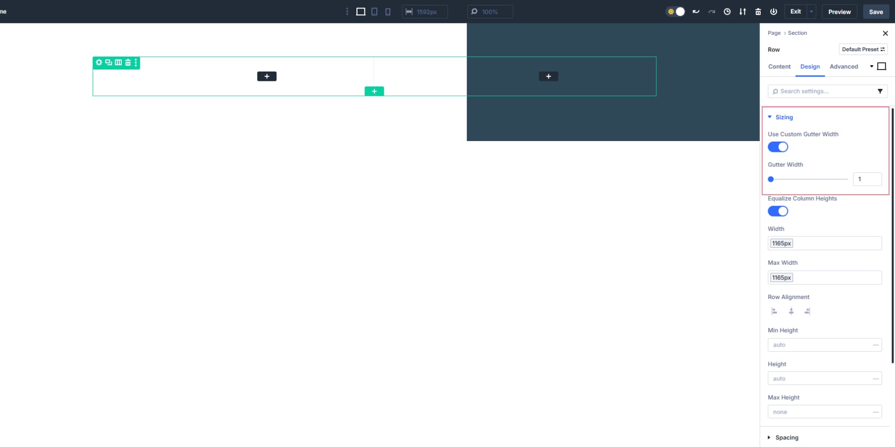 Applying custom gutter width