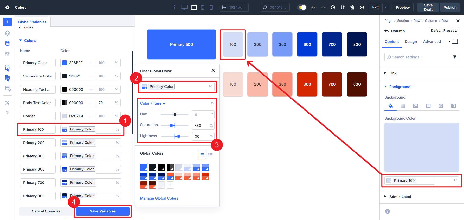 Creating a Relative Color In Variable Manager Divi 5