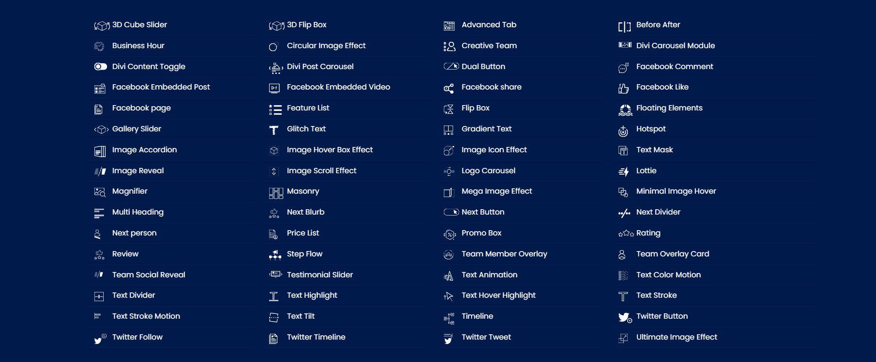 Divi Essential Modules All of Them