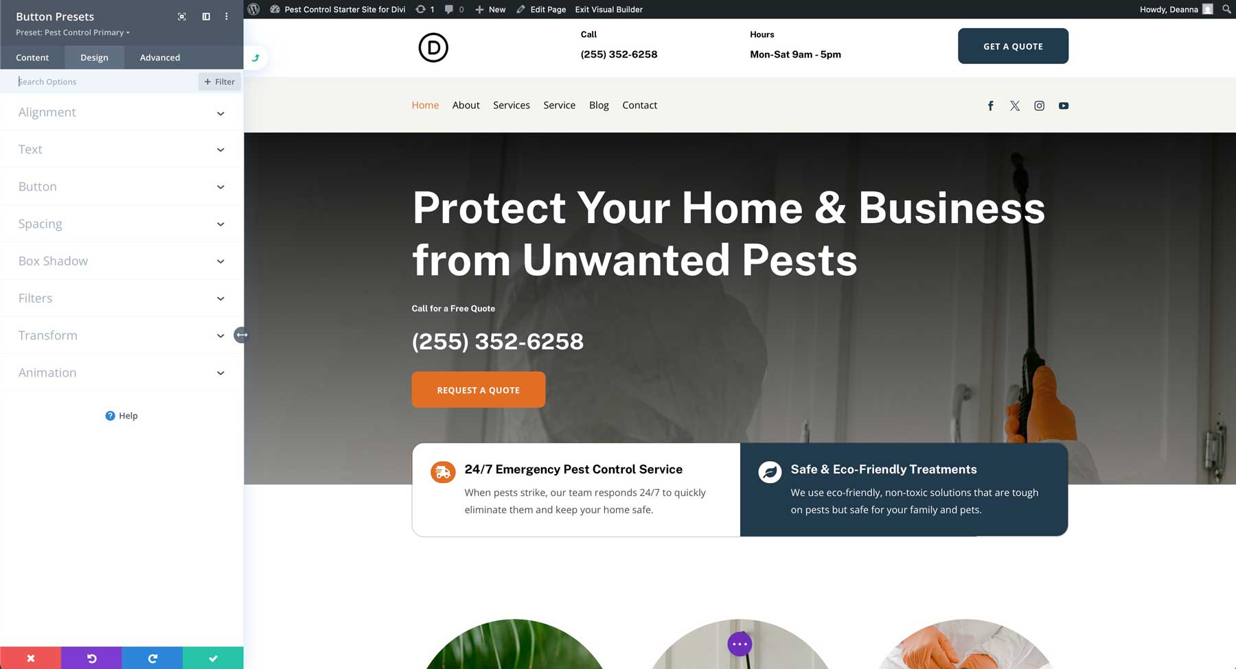 Pest Control starter site for Divi