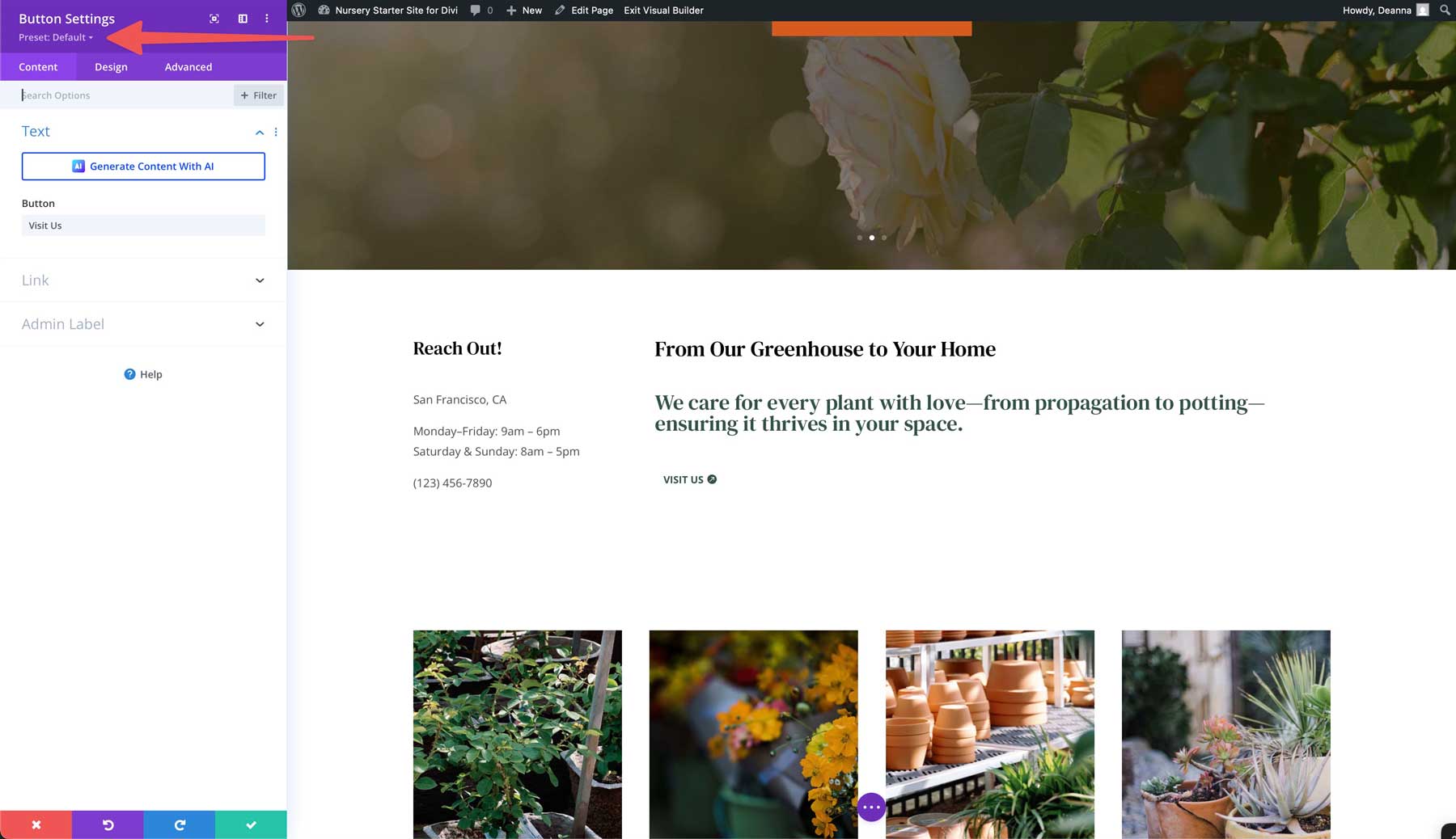 Nursery starter site for Divi