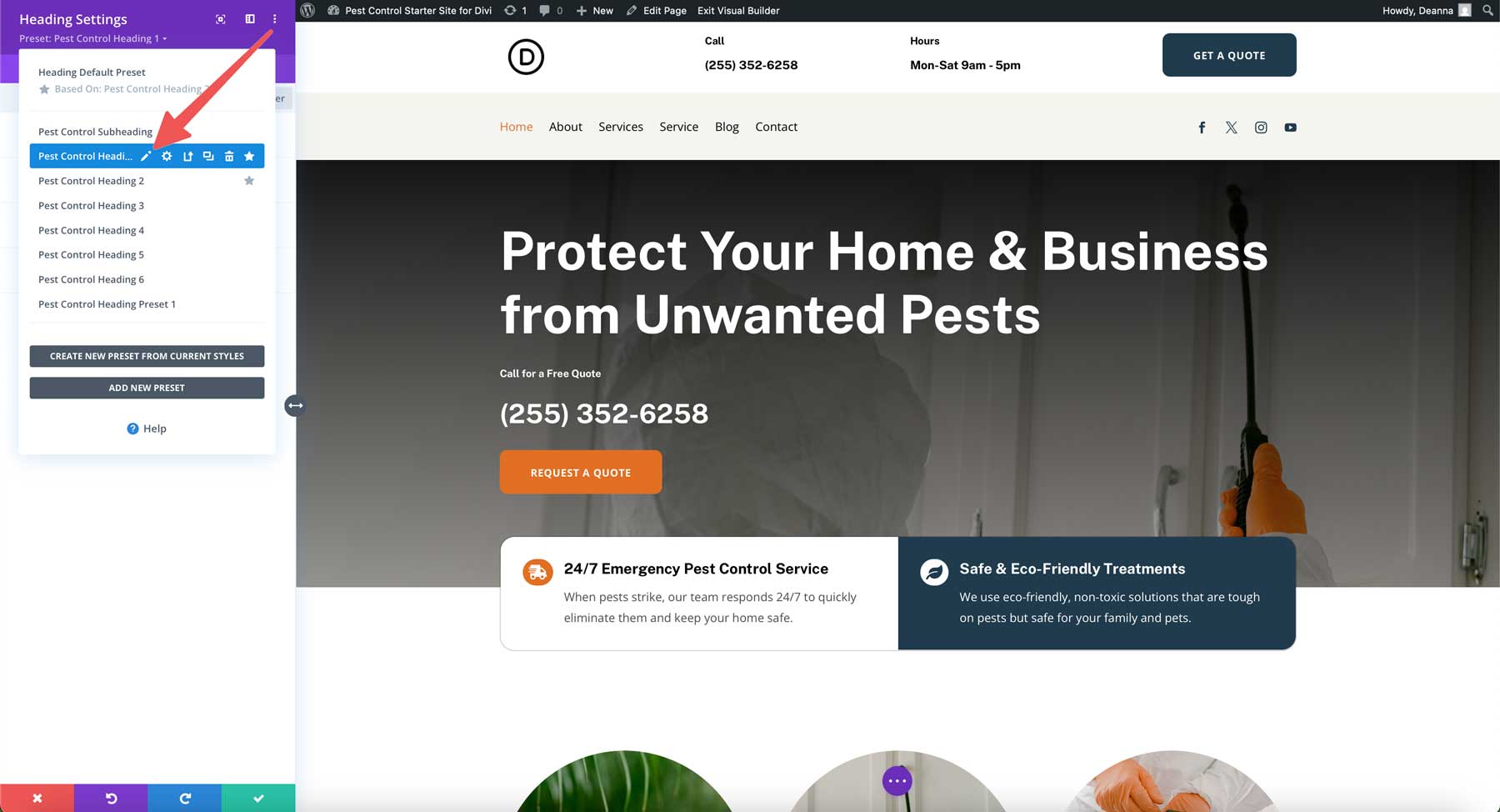 Pest Control starter site for Divi