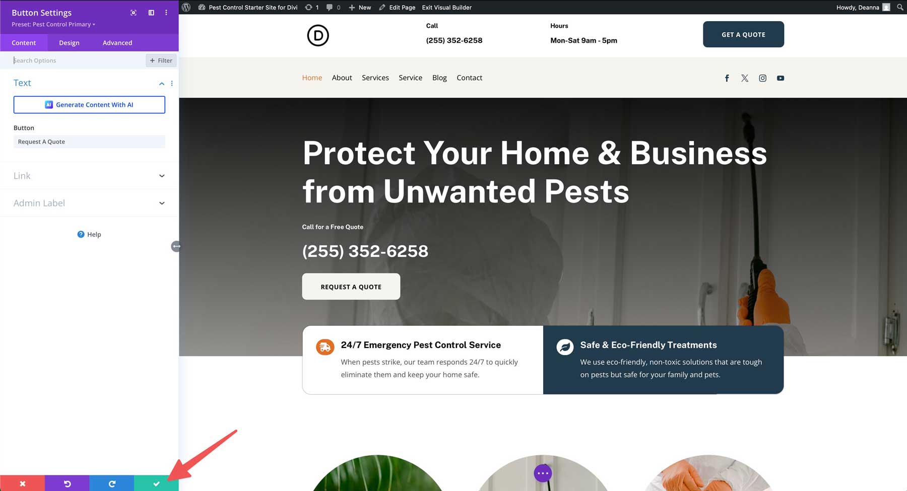 Pest Control starter site for Divi