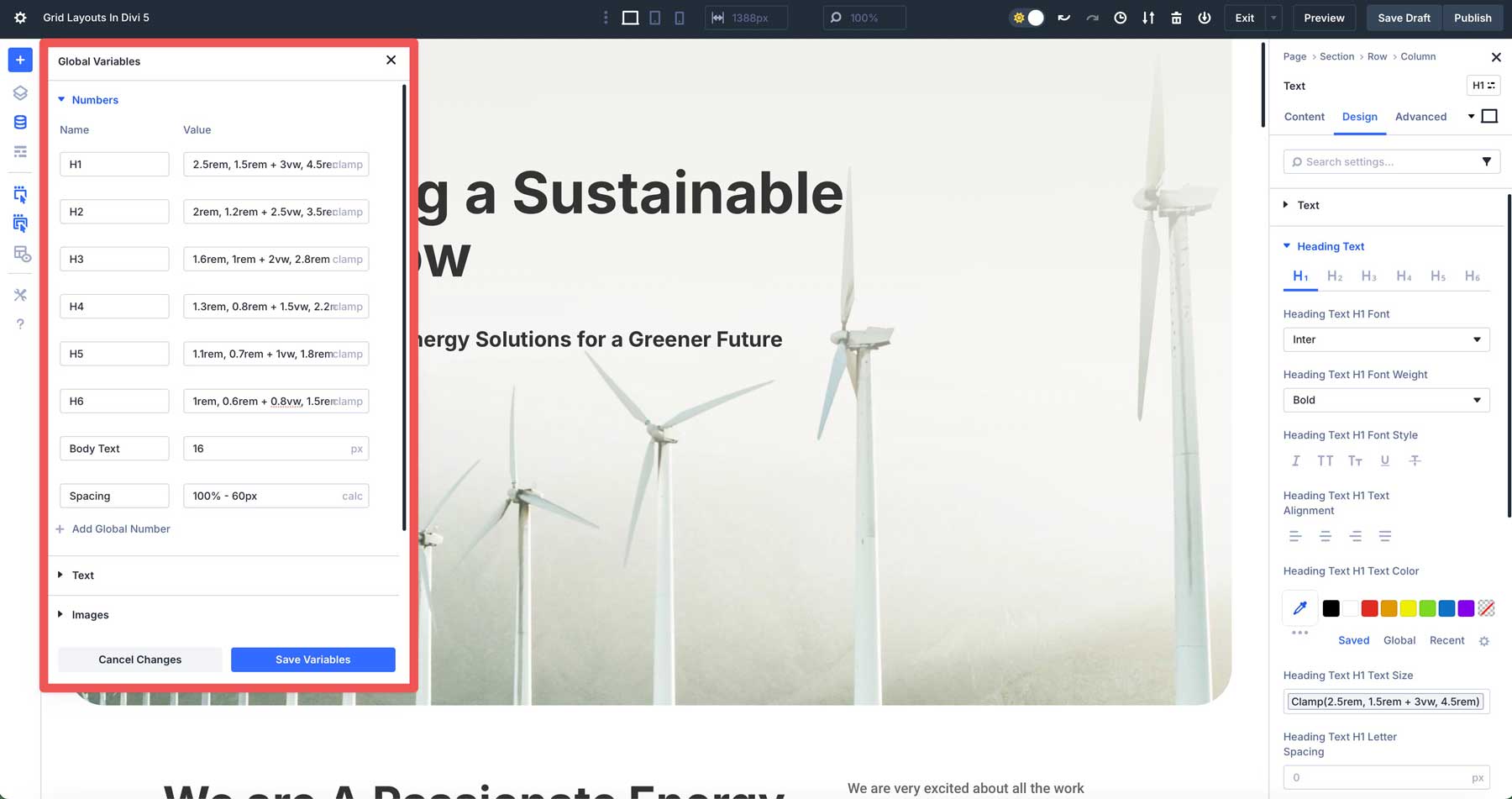 Number variables in Divi 5