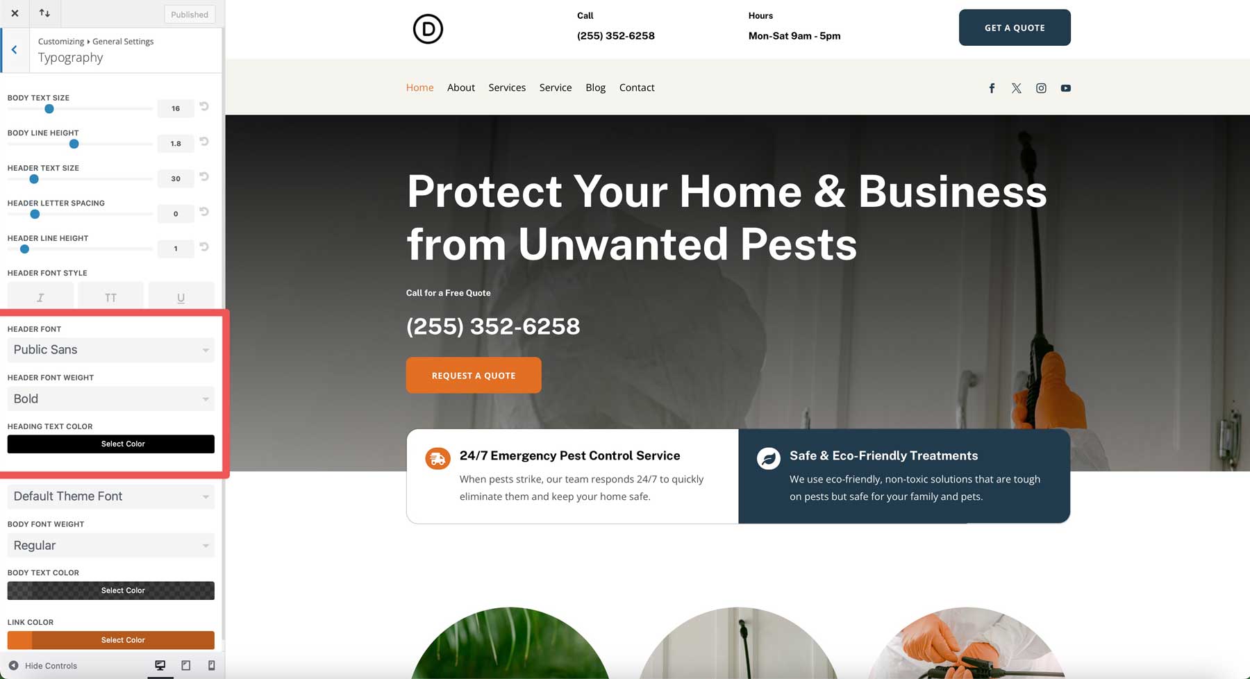Pest Control starter site for Divi