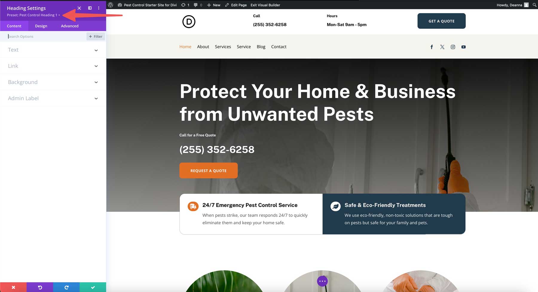 Pest Control starter site for Divi
