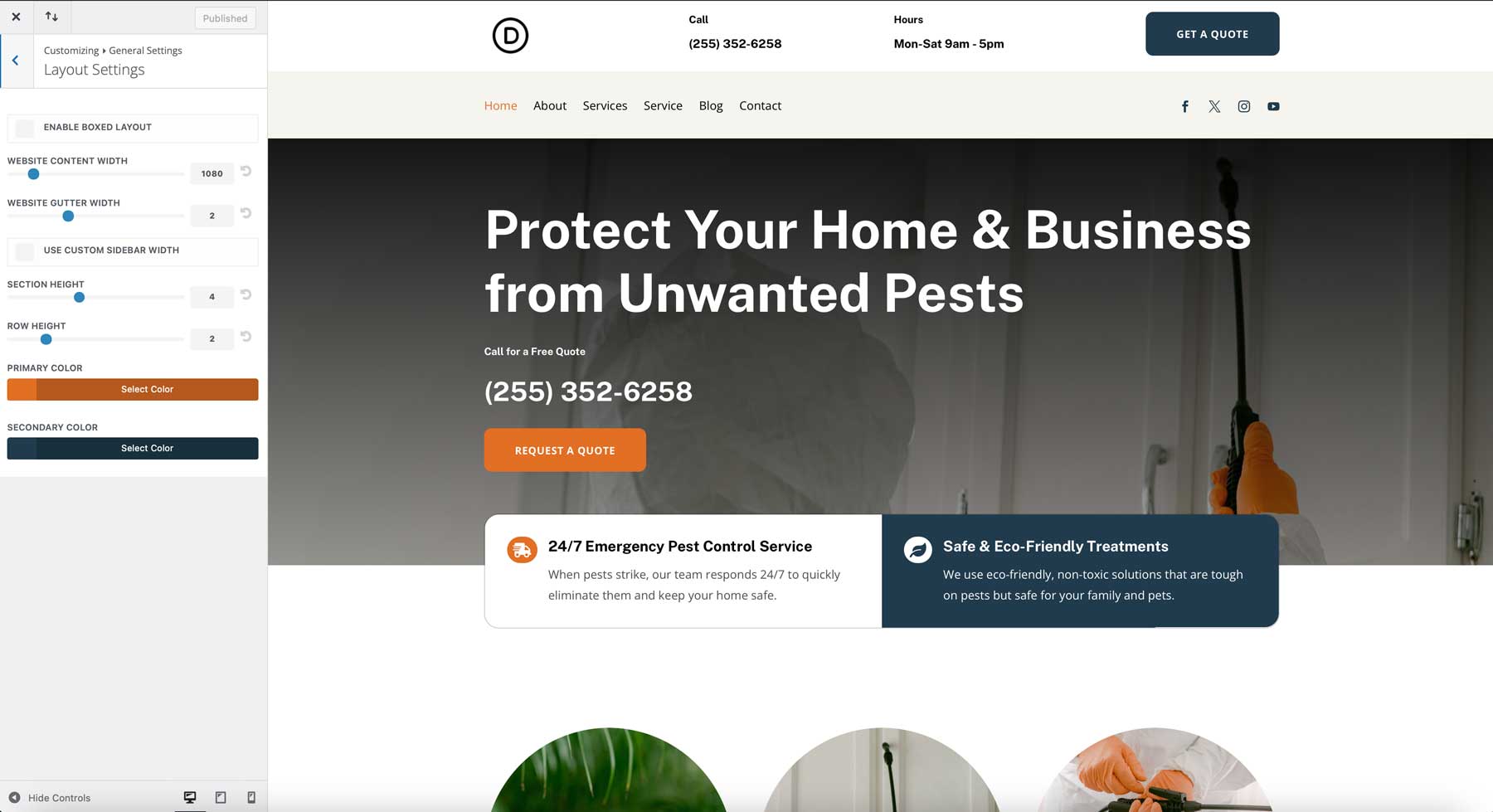 Pest Control starter site for Divi