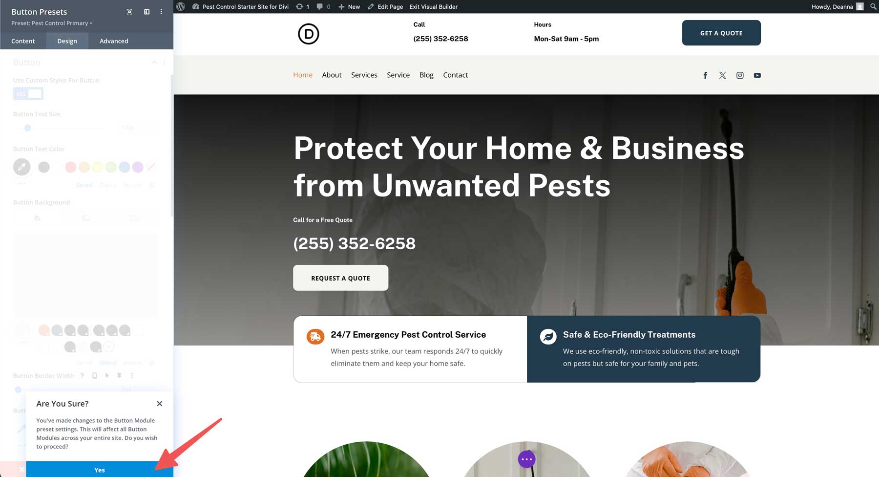 Pest Control starter site for Divi