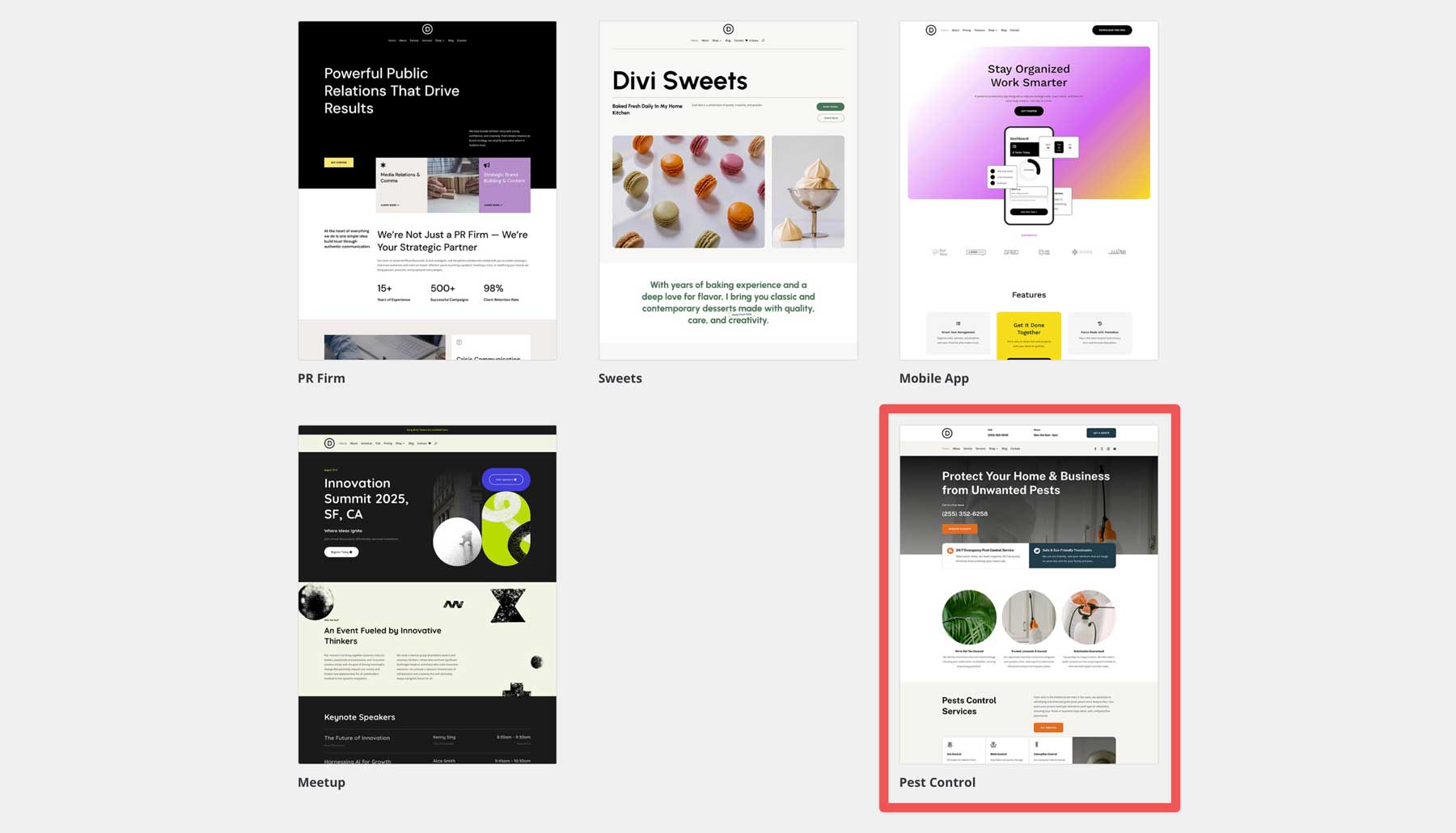 Pest Control starter site for Divi