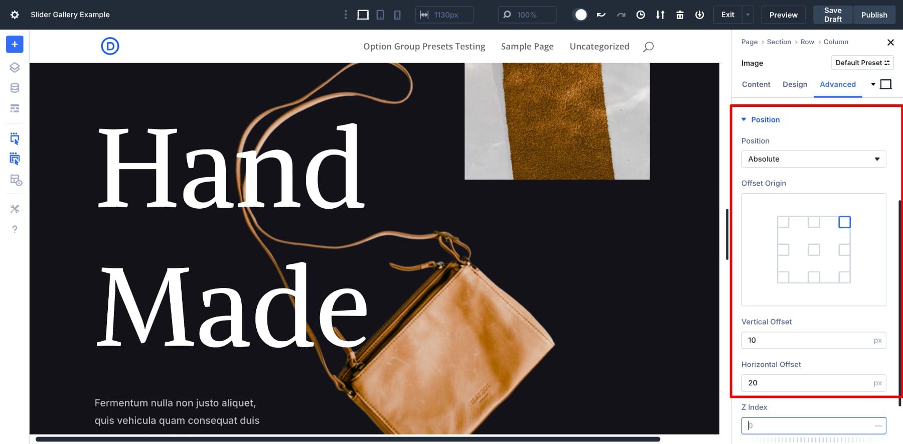 position - absolute for image