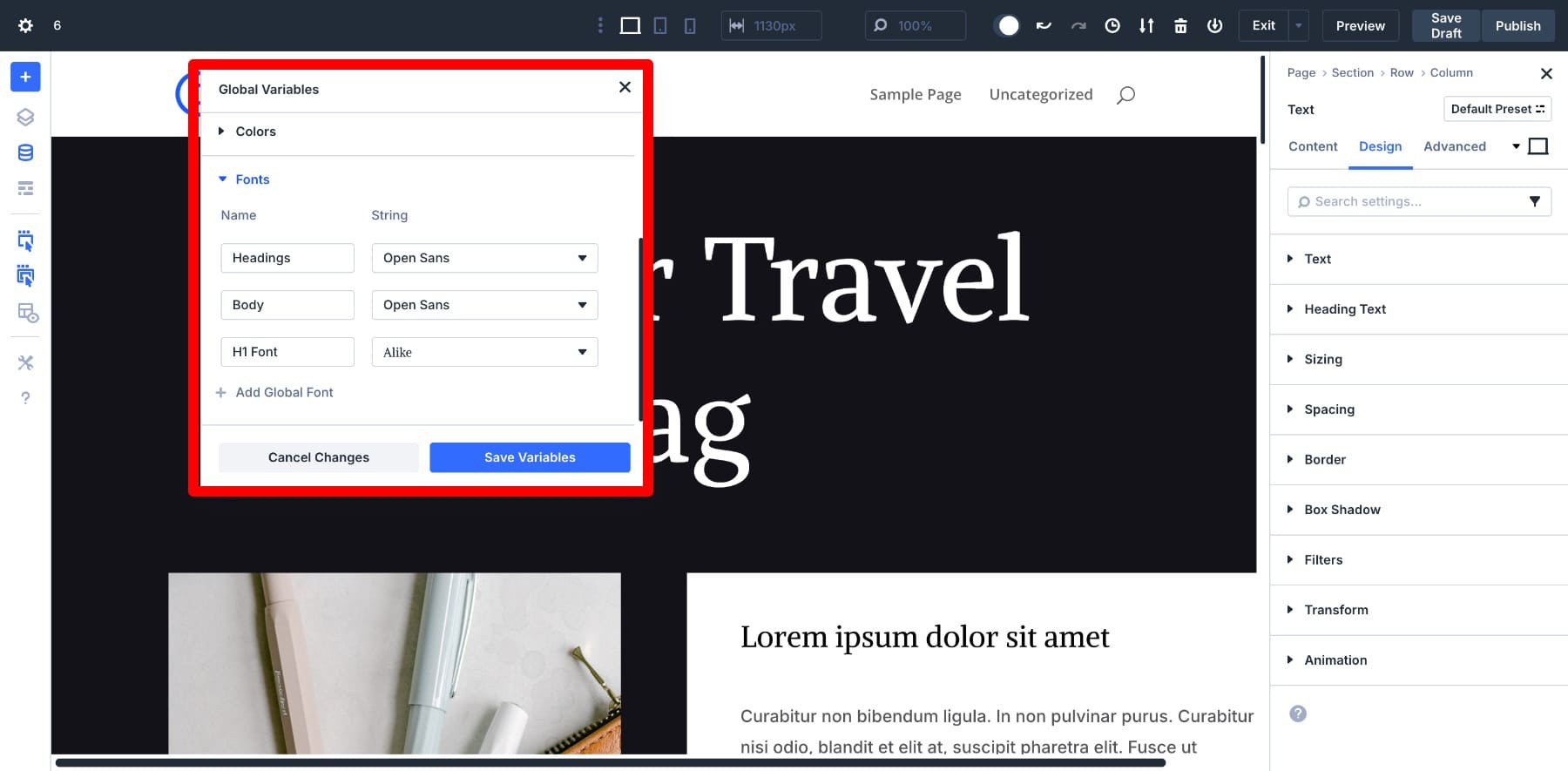 saved variables are organized well in variable manager