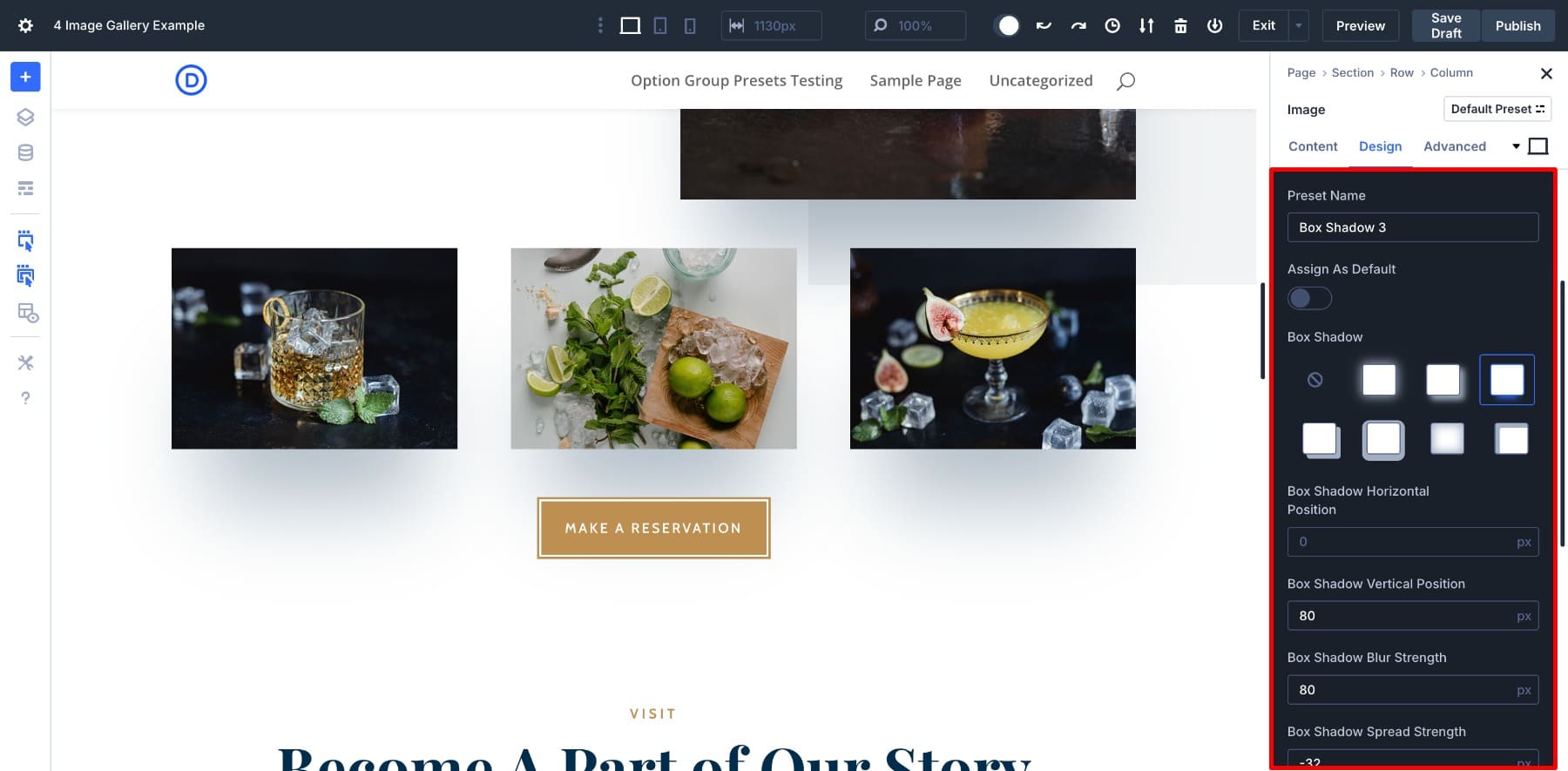 shadow preset for images