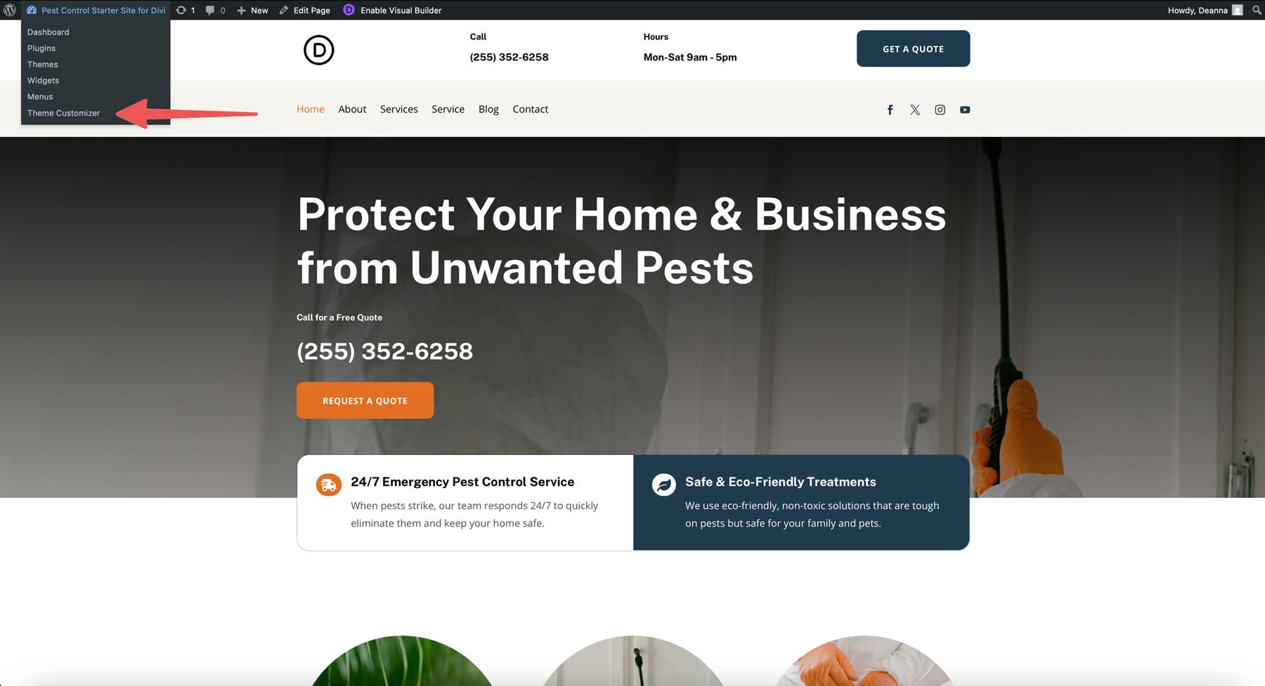 Pest Control starter site for Divi