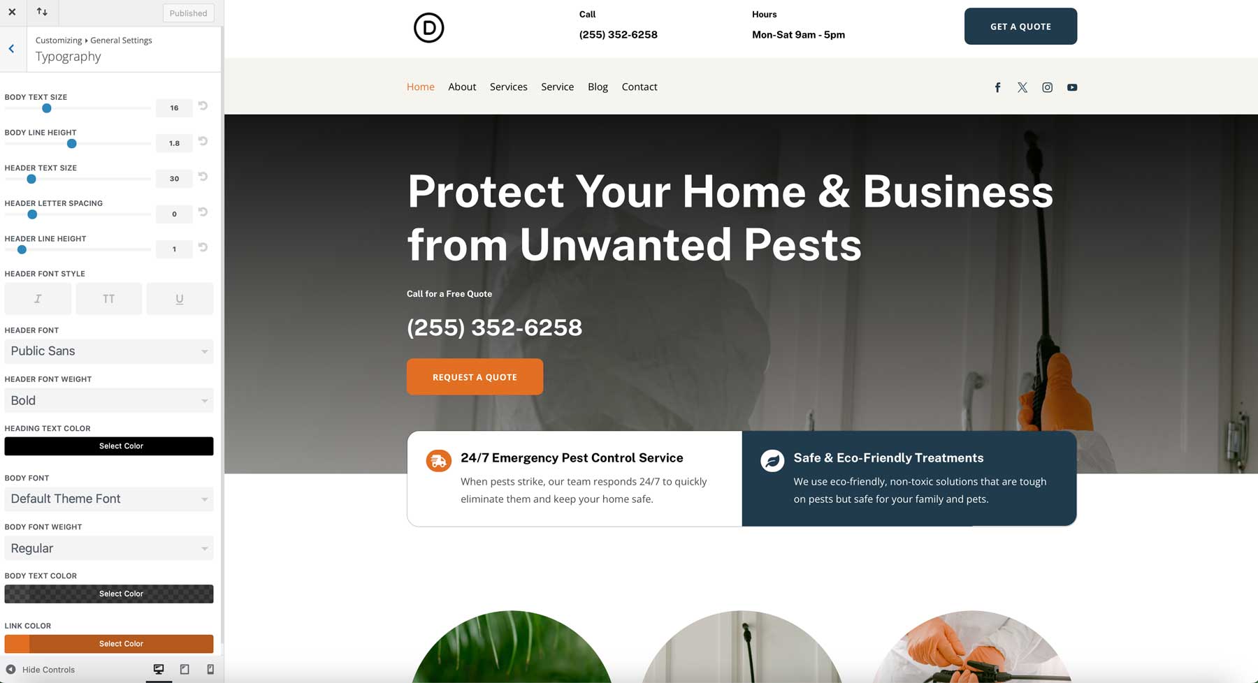 Pest Control starter site for Divi