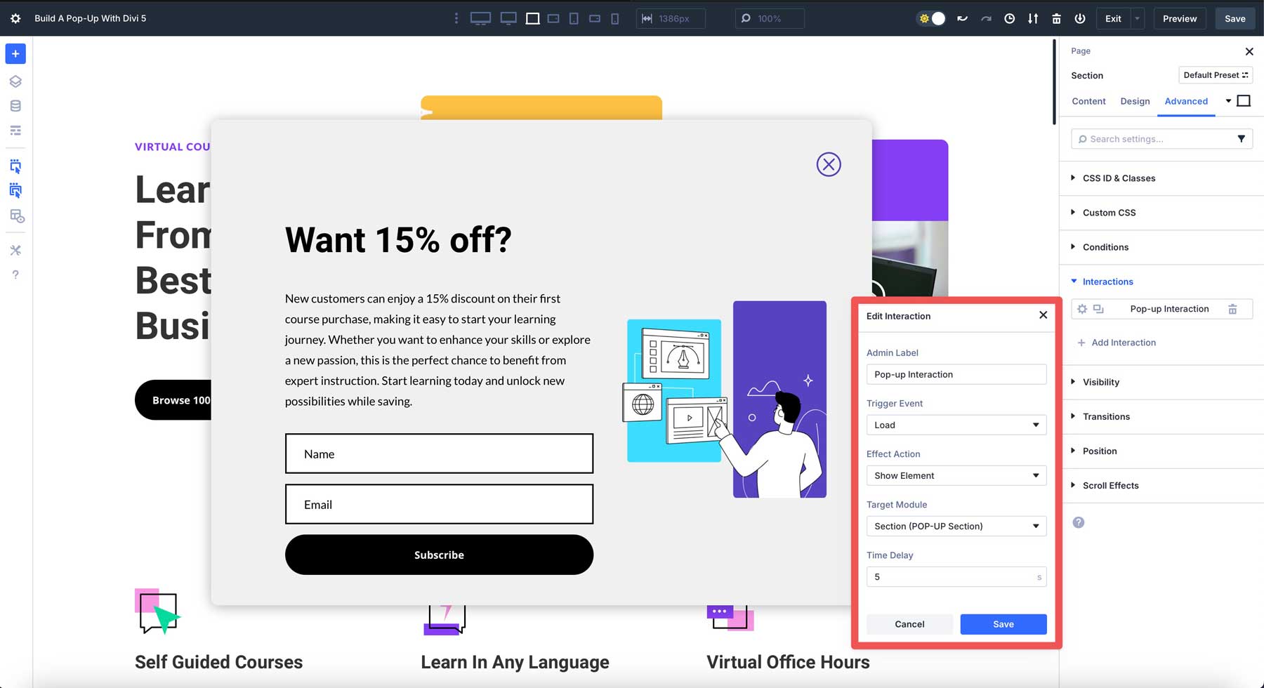 Build a pop-up in Divi 5