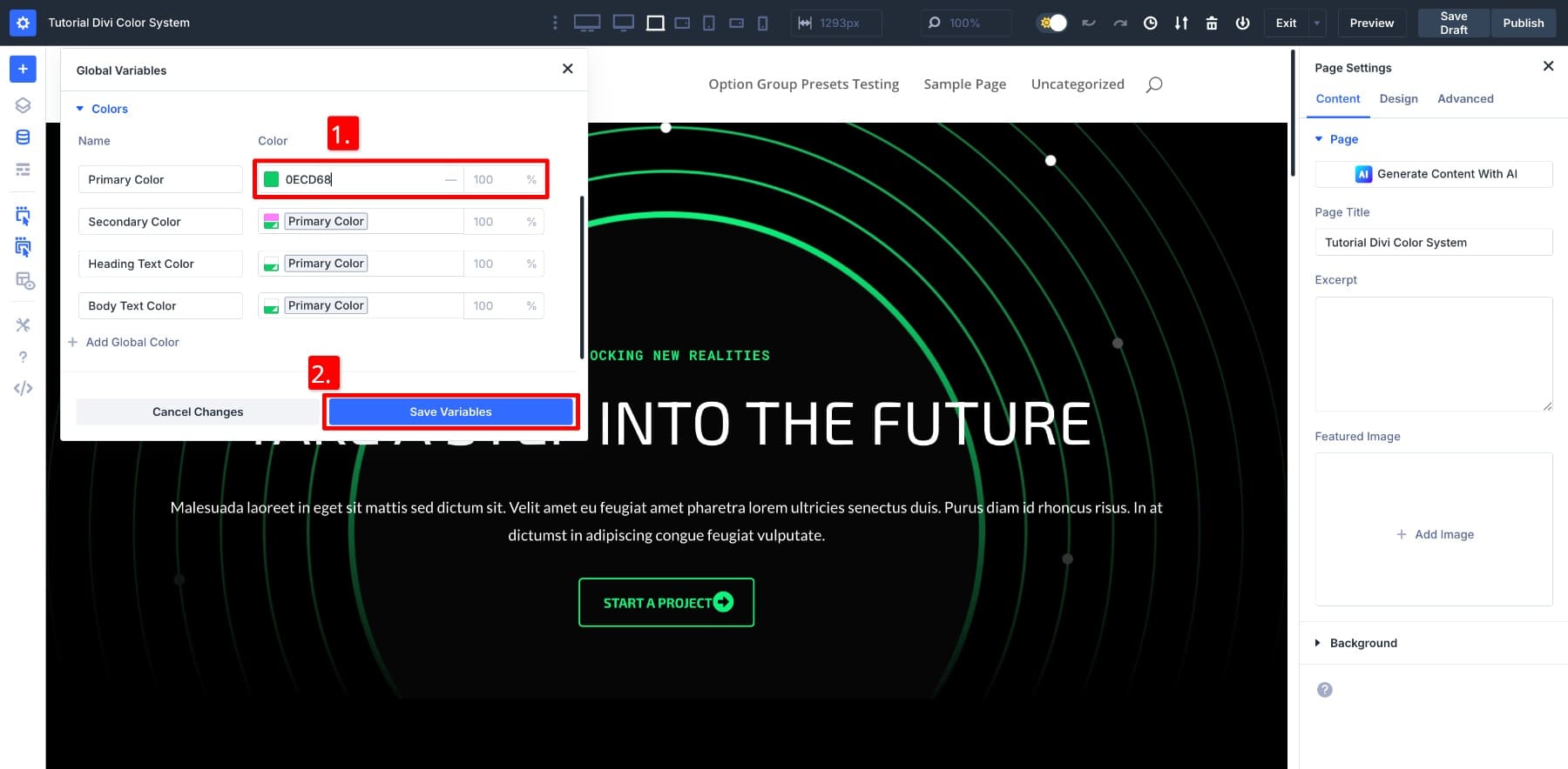 Adding Primary Color