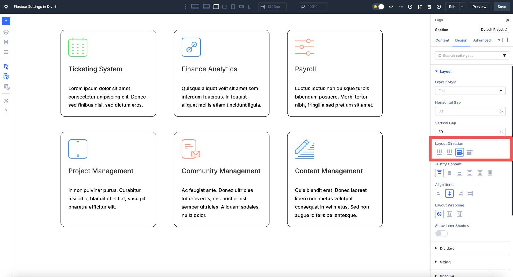 Flexbox Setting In Divi 5