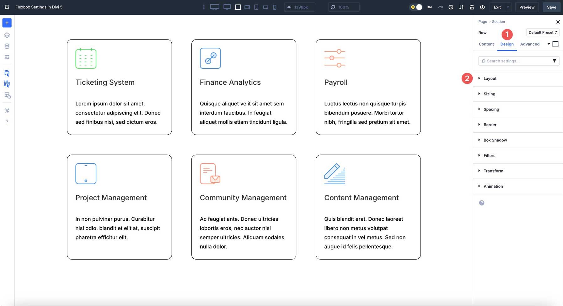 Flexbox settings In Divi 5