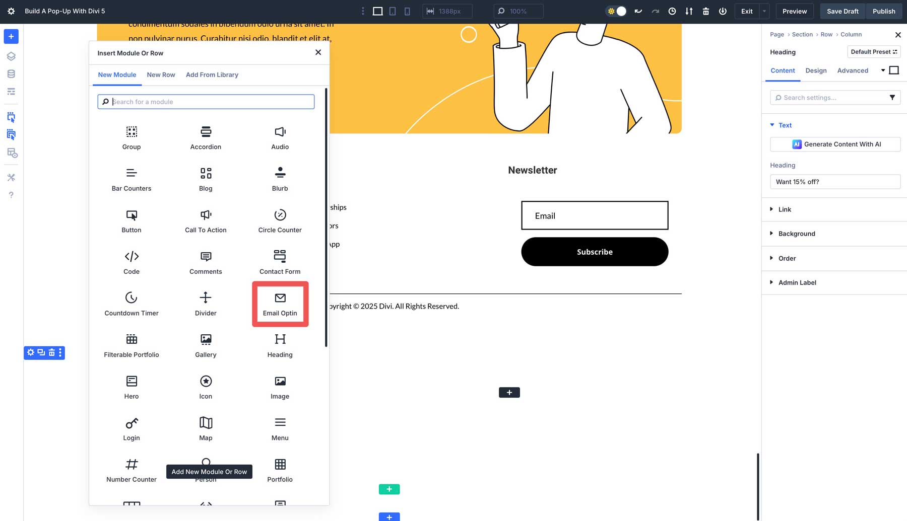 Build A Pop-Up With Divi 5