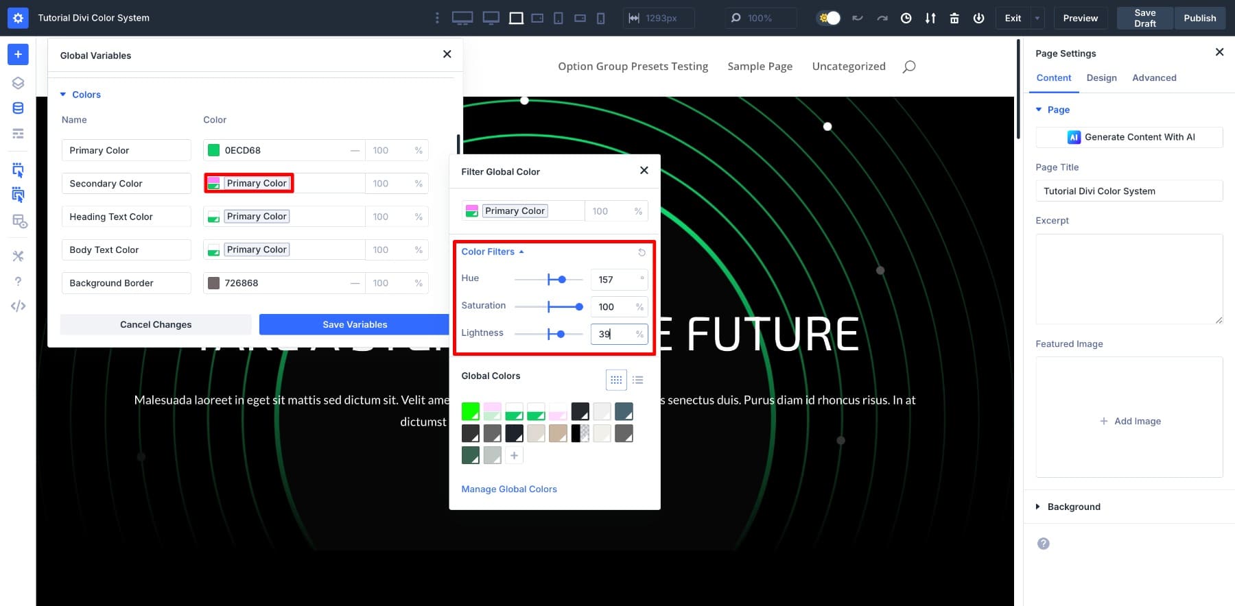 secondary color created from primary color