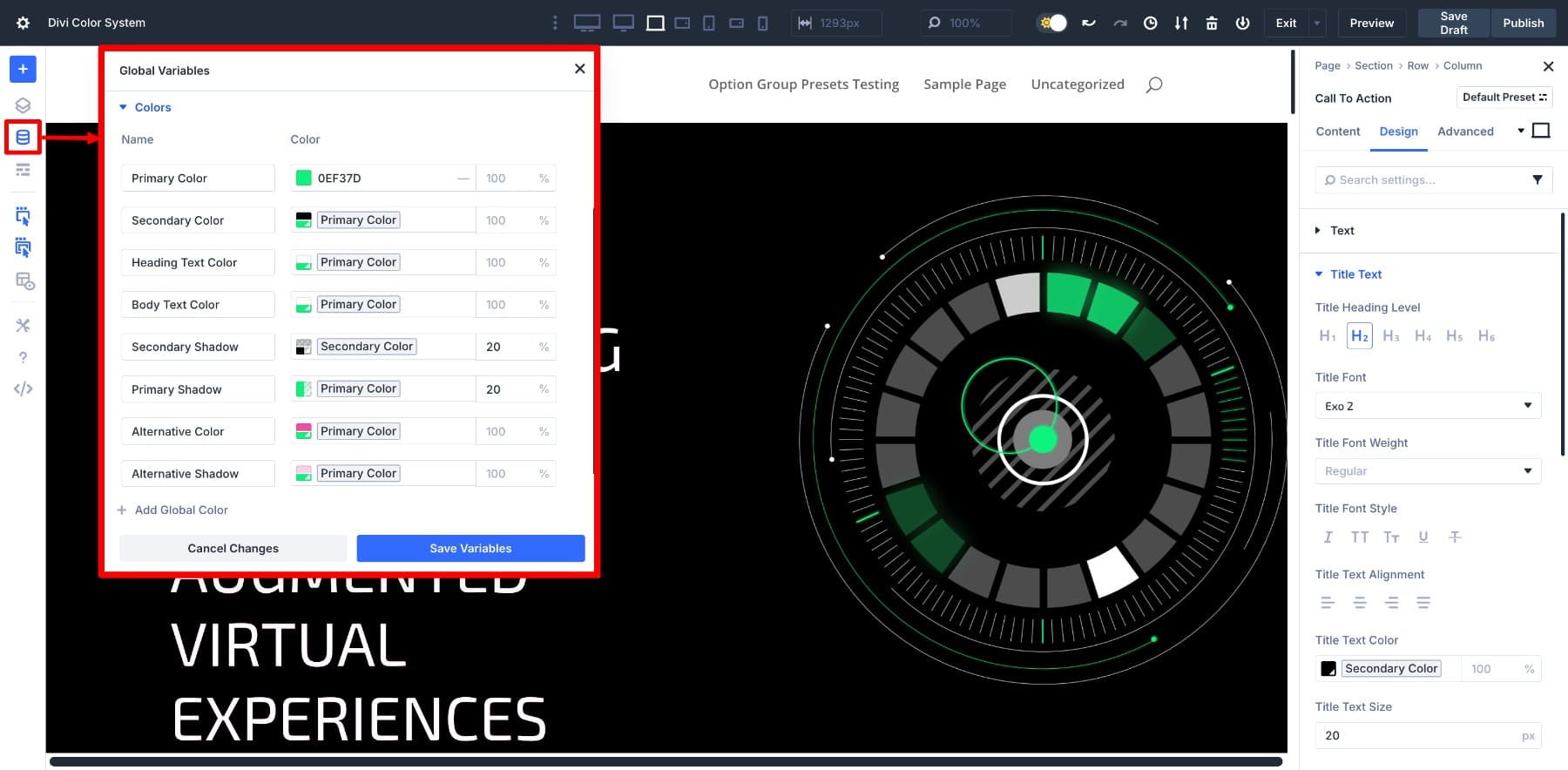 variable manager global values