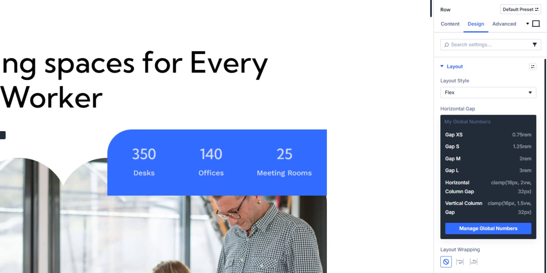 A screenshot of our added number variables appearing