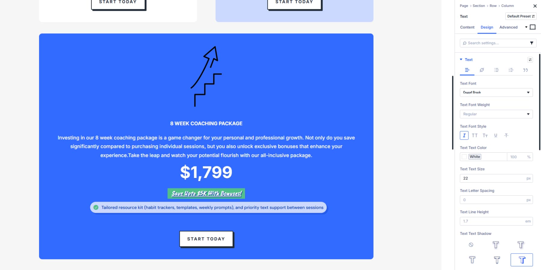A screenshot of styling the parent module so it looks interactable