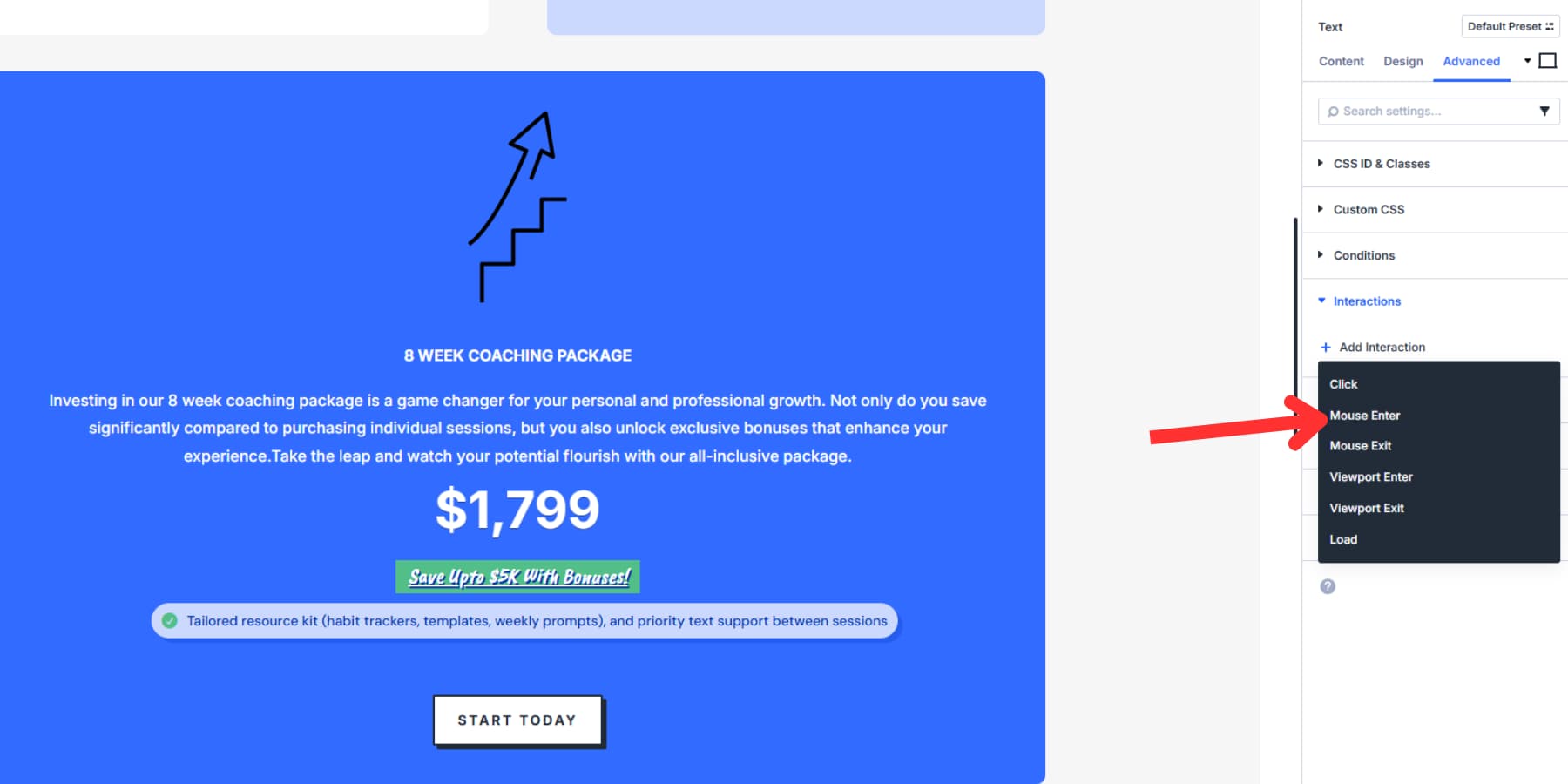 A screenshot of which option to select as a trigger