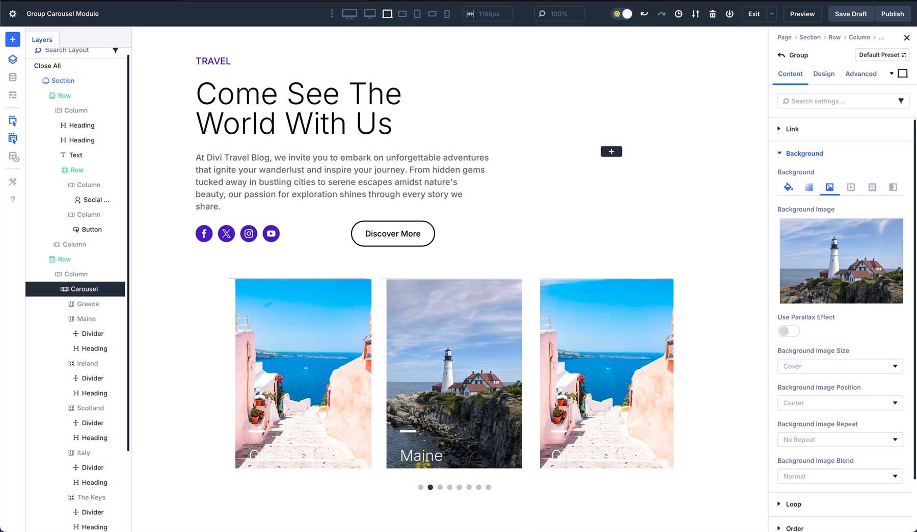 Group Carousel module in Divi 5