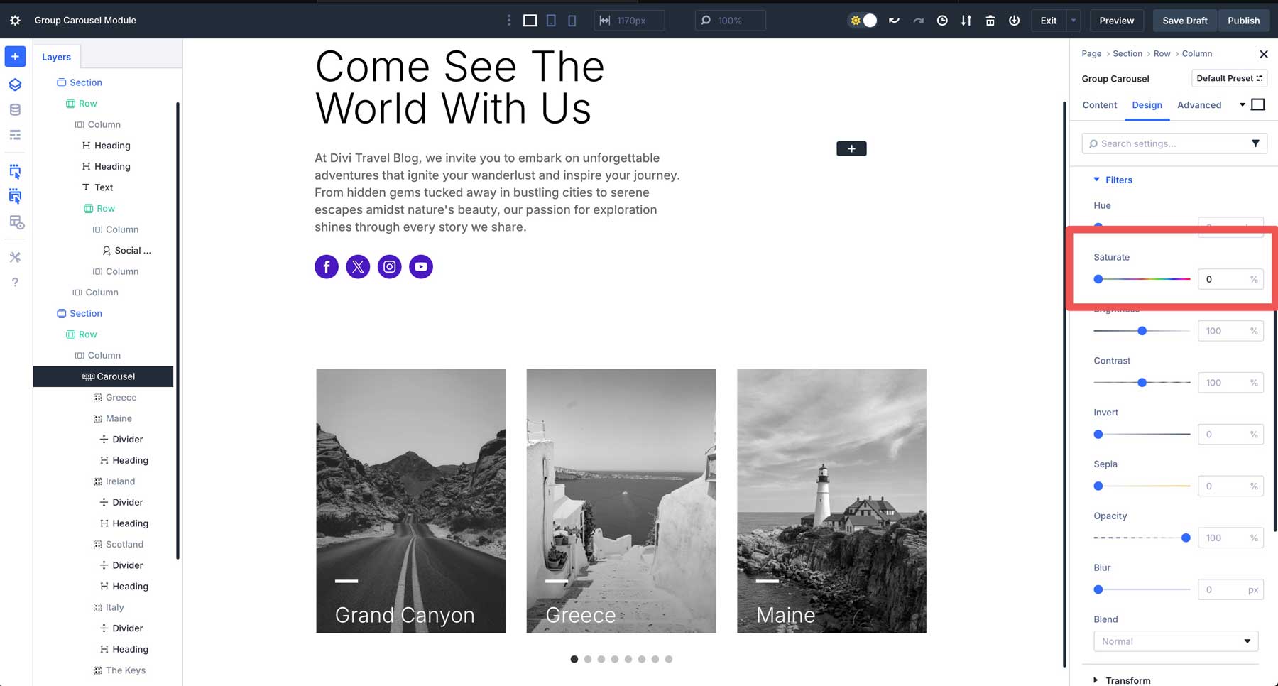 Group Carousel module in Divi 5