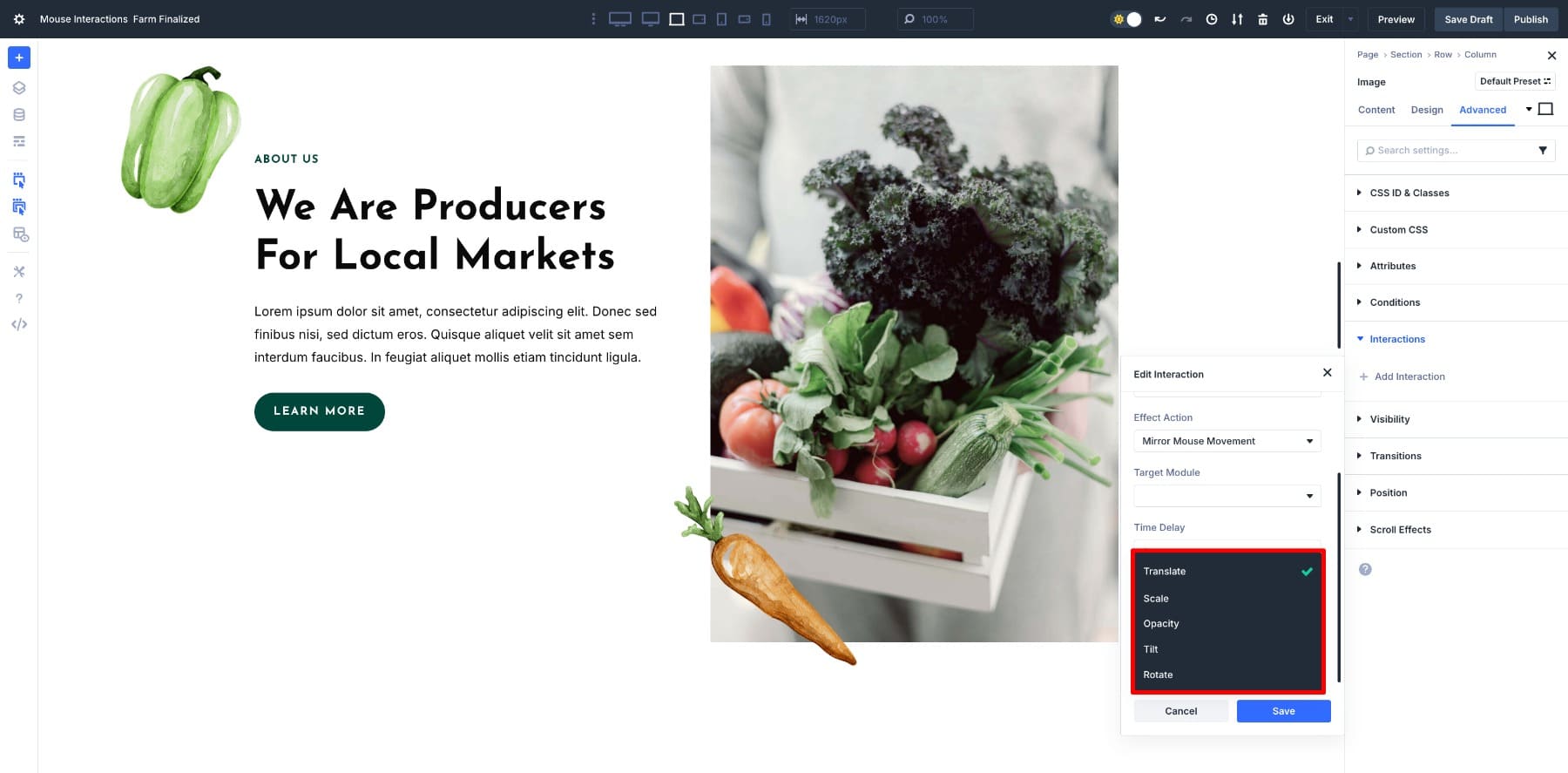 different mirror mouse movement options