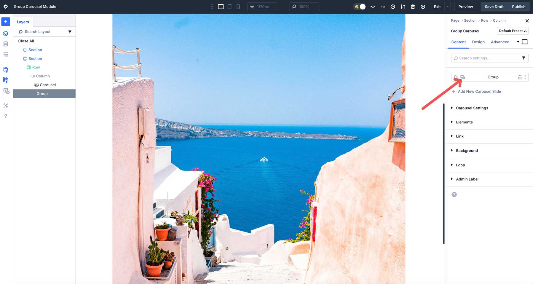 Group Carousel module in Divi 5