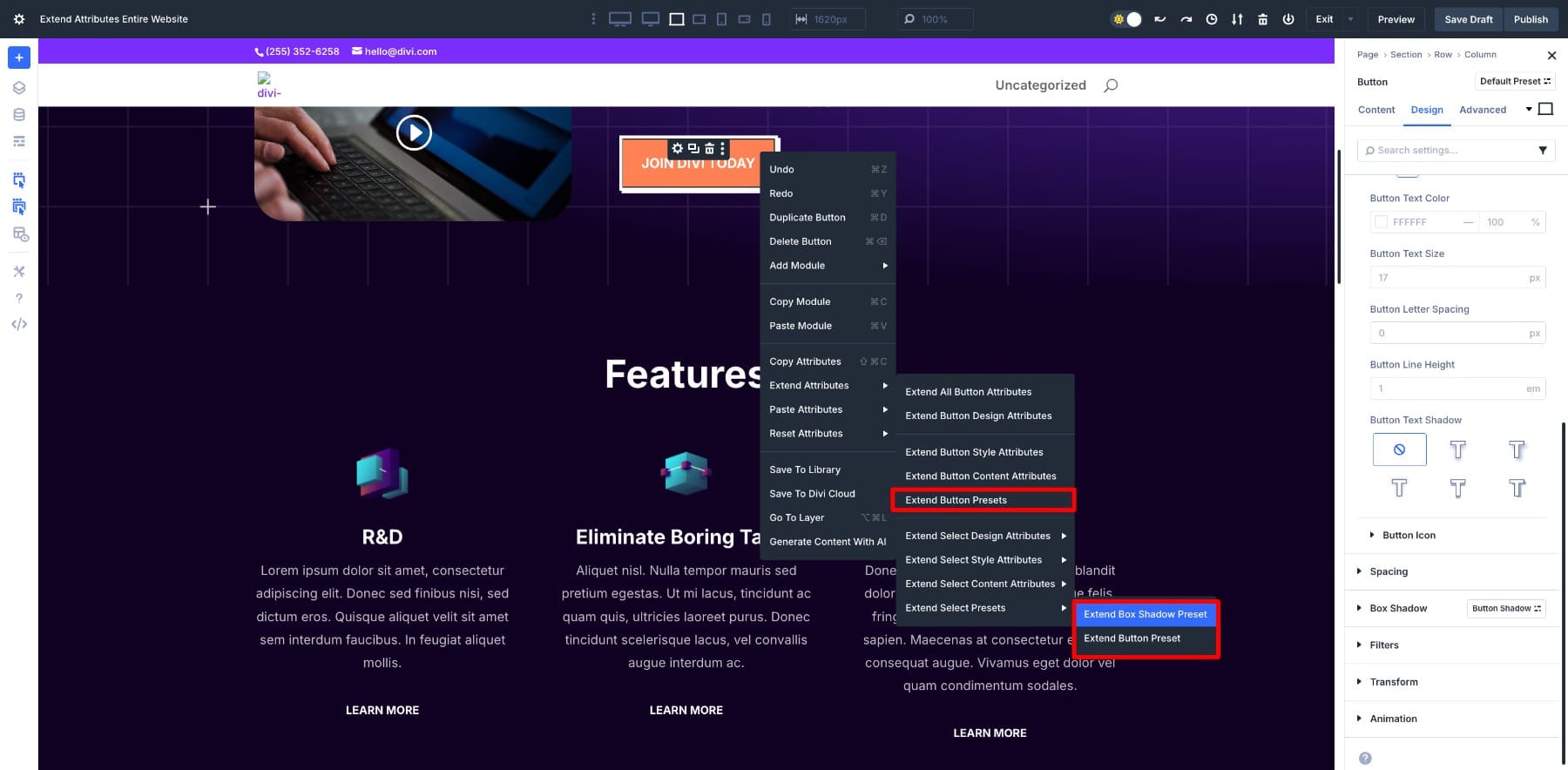 extend button presets