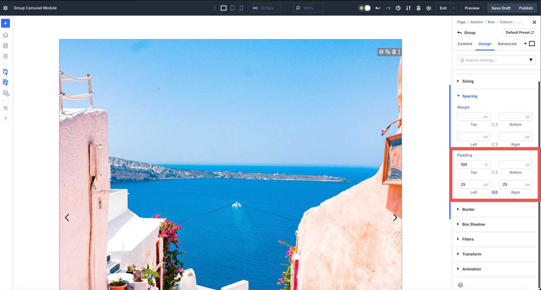 Group Carousel module in Divi 5