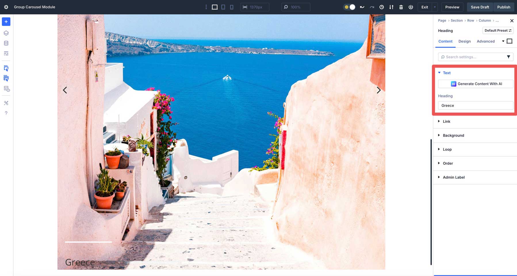 Group Carousel module in Divi 5