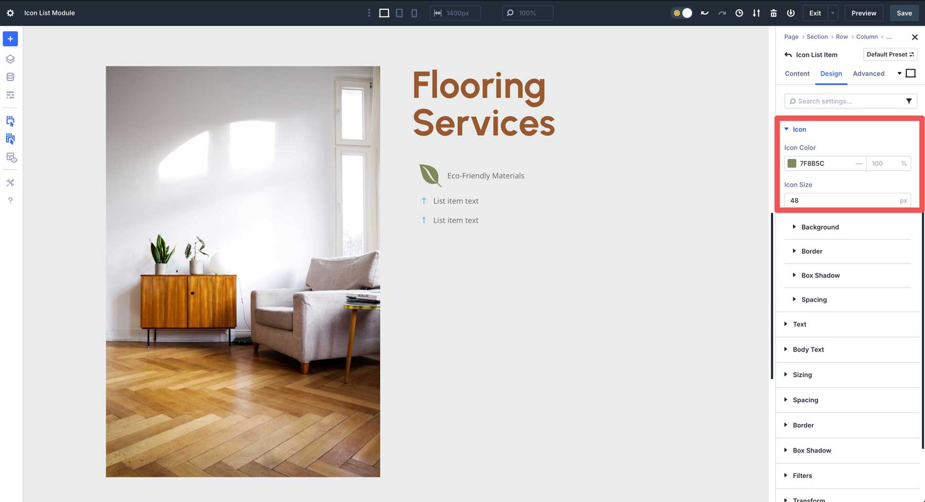 Icon List Module in Divi 5