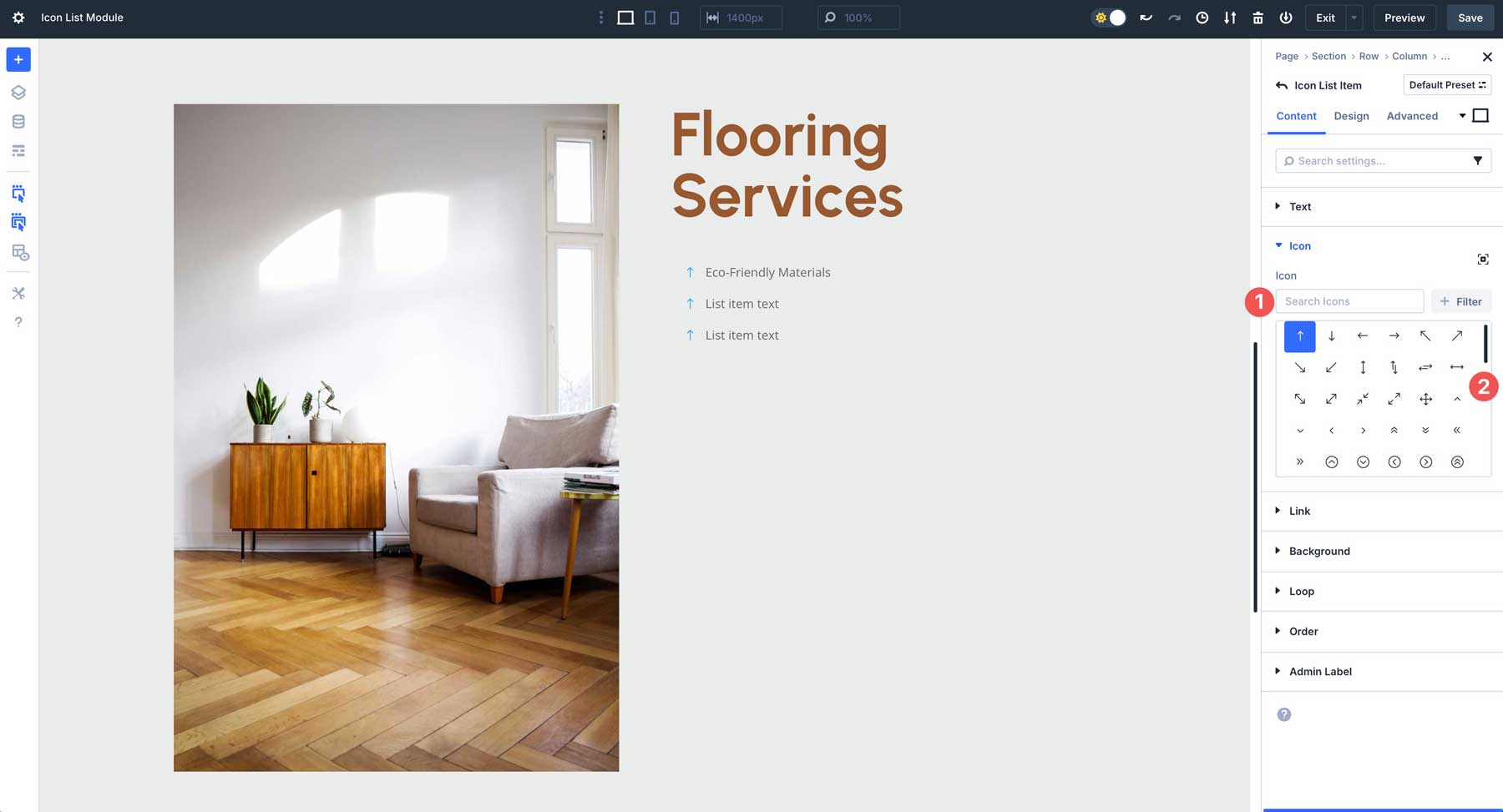 Icon List module in Divi 5