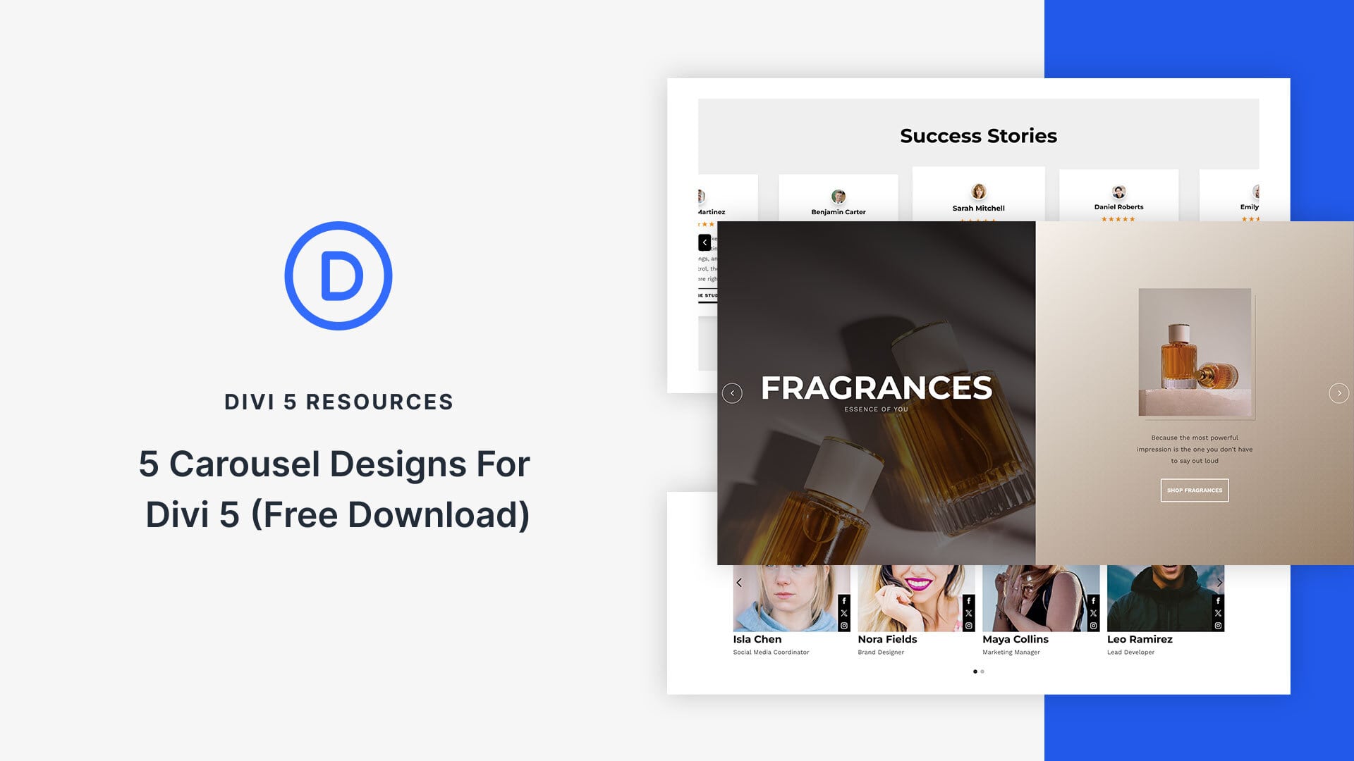 5 Carousel Designs For Divi 5 (Free Download)