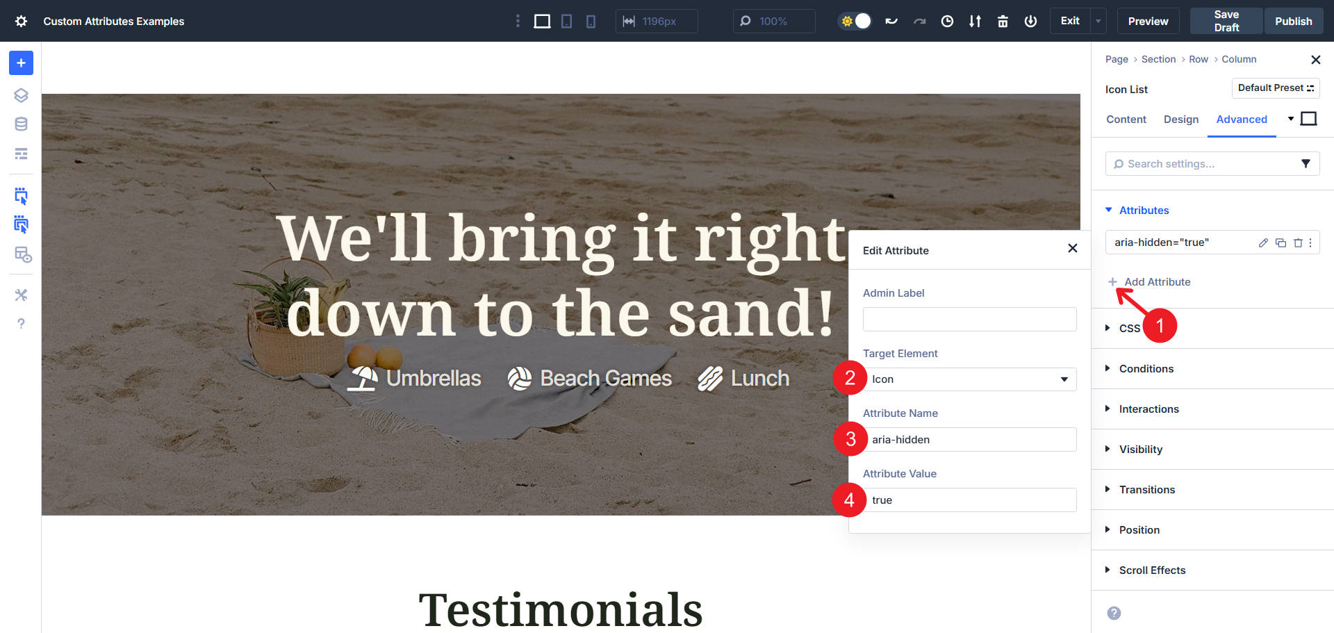 Aria-Hidden True on Icon for Icon List