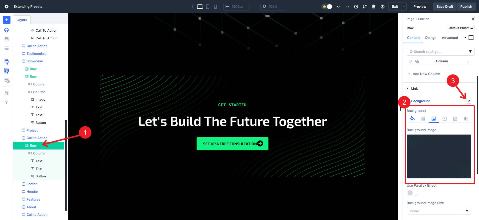 Creating a New Option Group Preset from Current Styles Steps 1-3