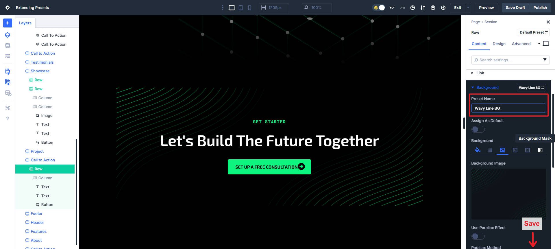 Creating a New Option Group Preset from Current Styles Steps 5-6