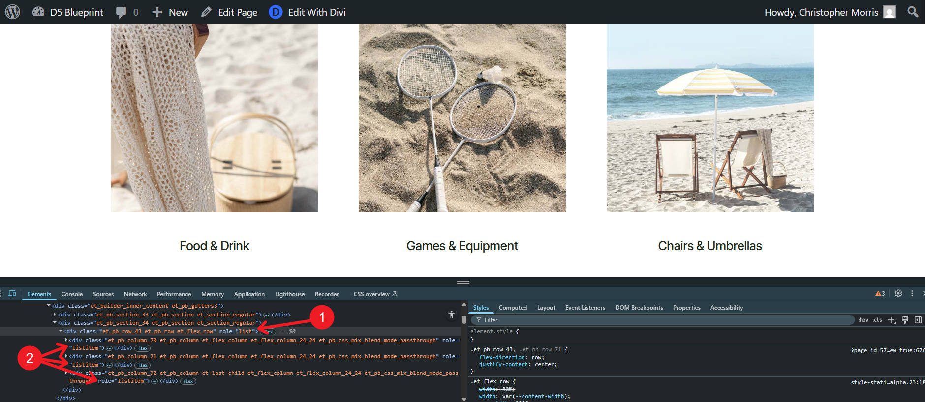 List and List Item Attributes on the HTML Frontend for Loop