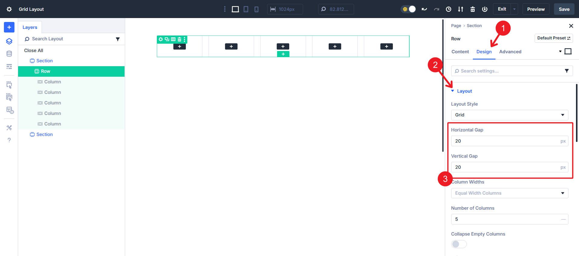 Set Grid Layout Vertical and Horizontal Gap Values