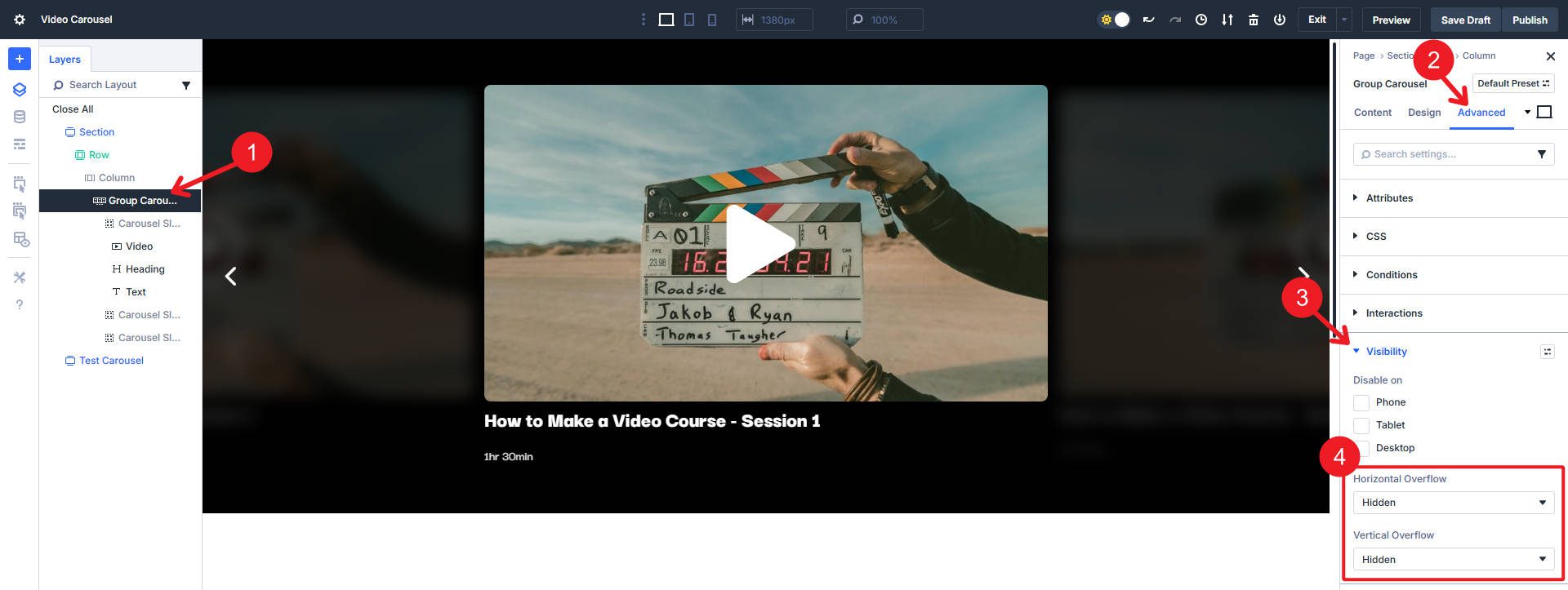 Set Horizontal and Vertical Overflow to Hidden on Carousel Module