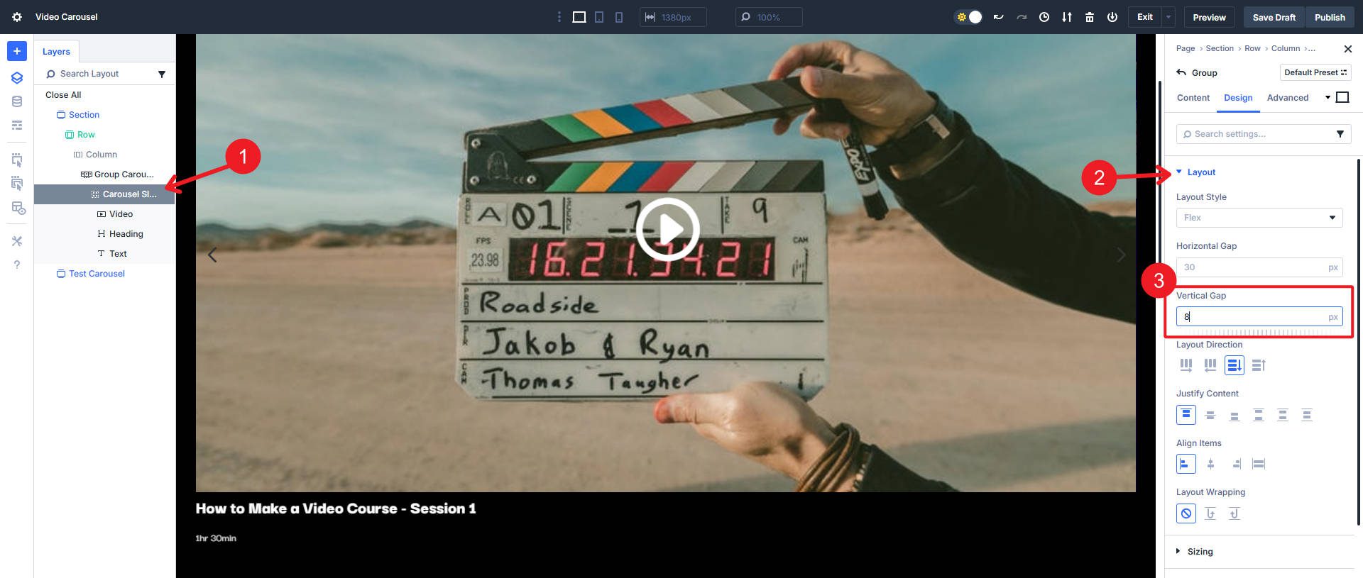 Vertical Gap on The Carousel Slide in Design Layout