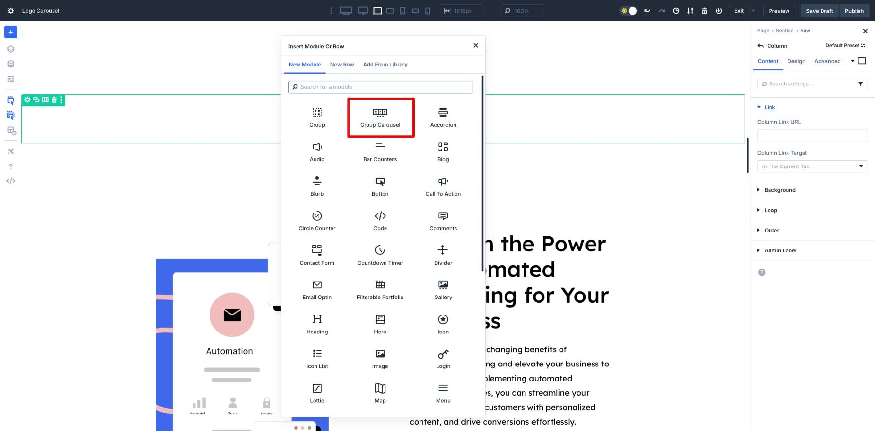 add group carousel module