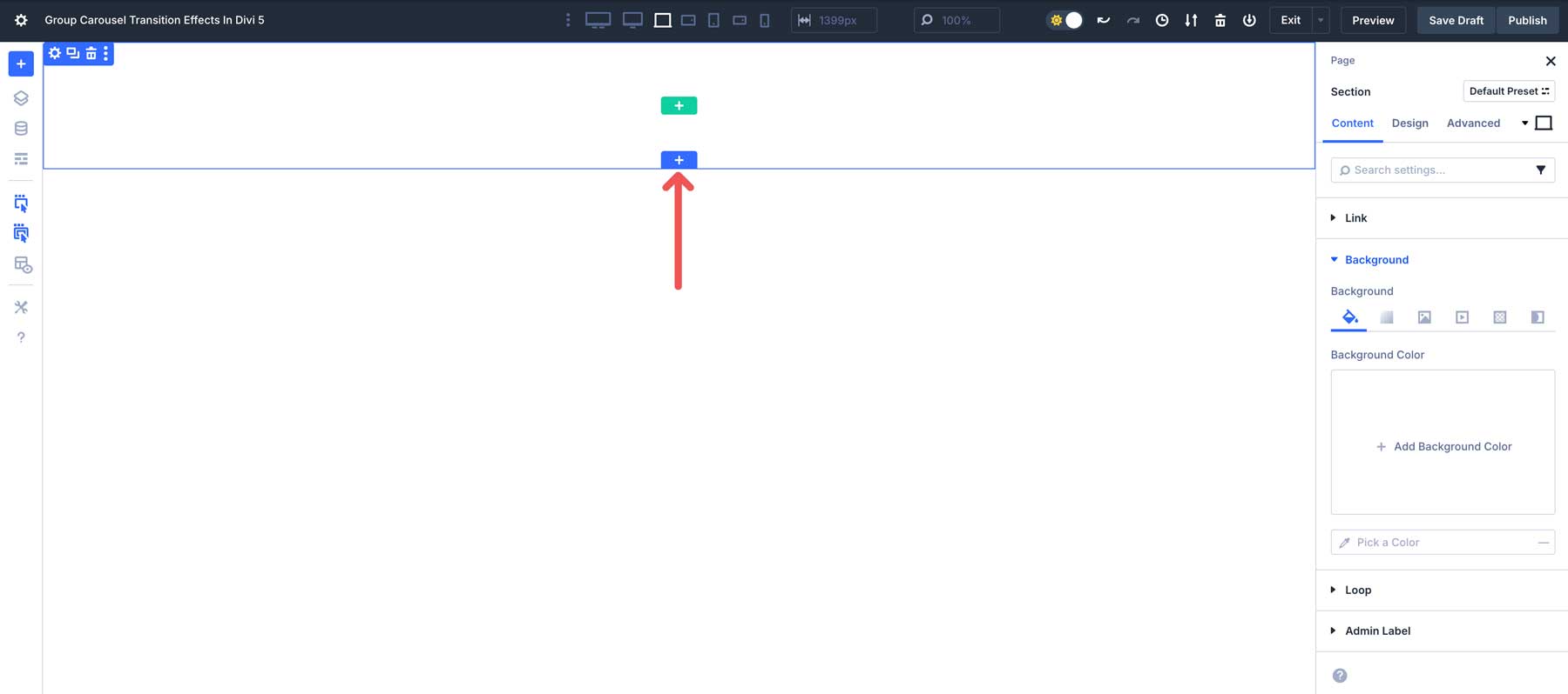 Group Carousel transition effects in Divi 5