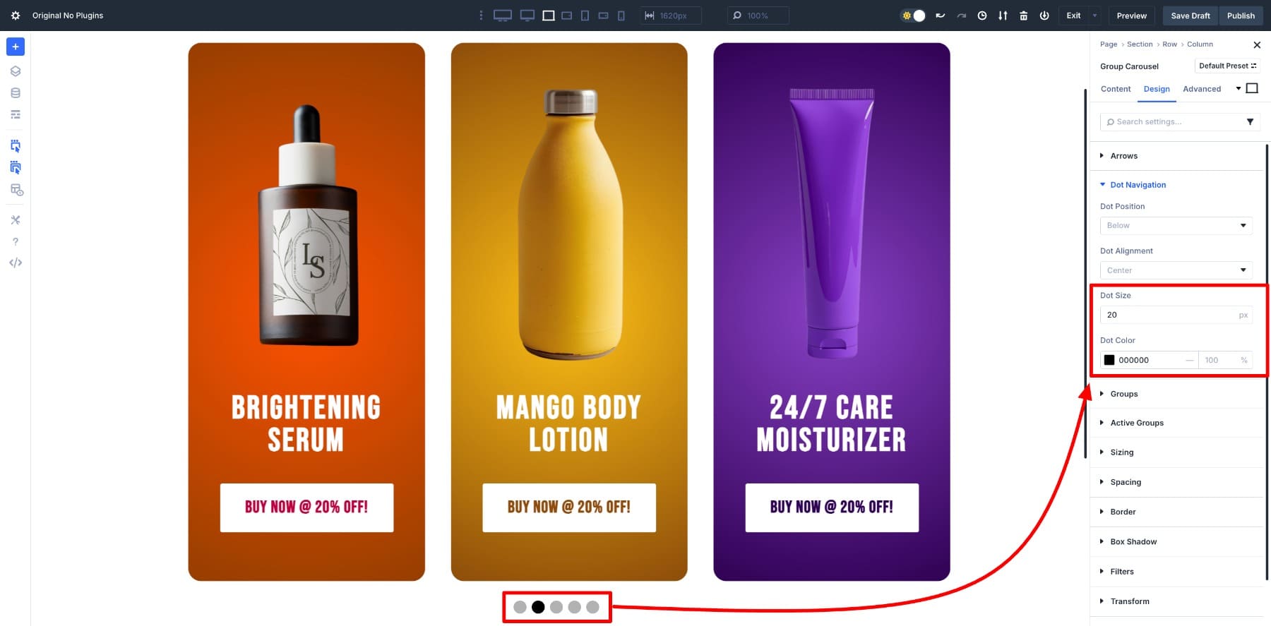 Dot navigation customization